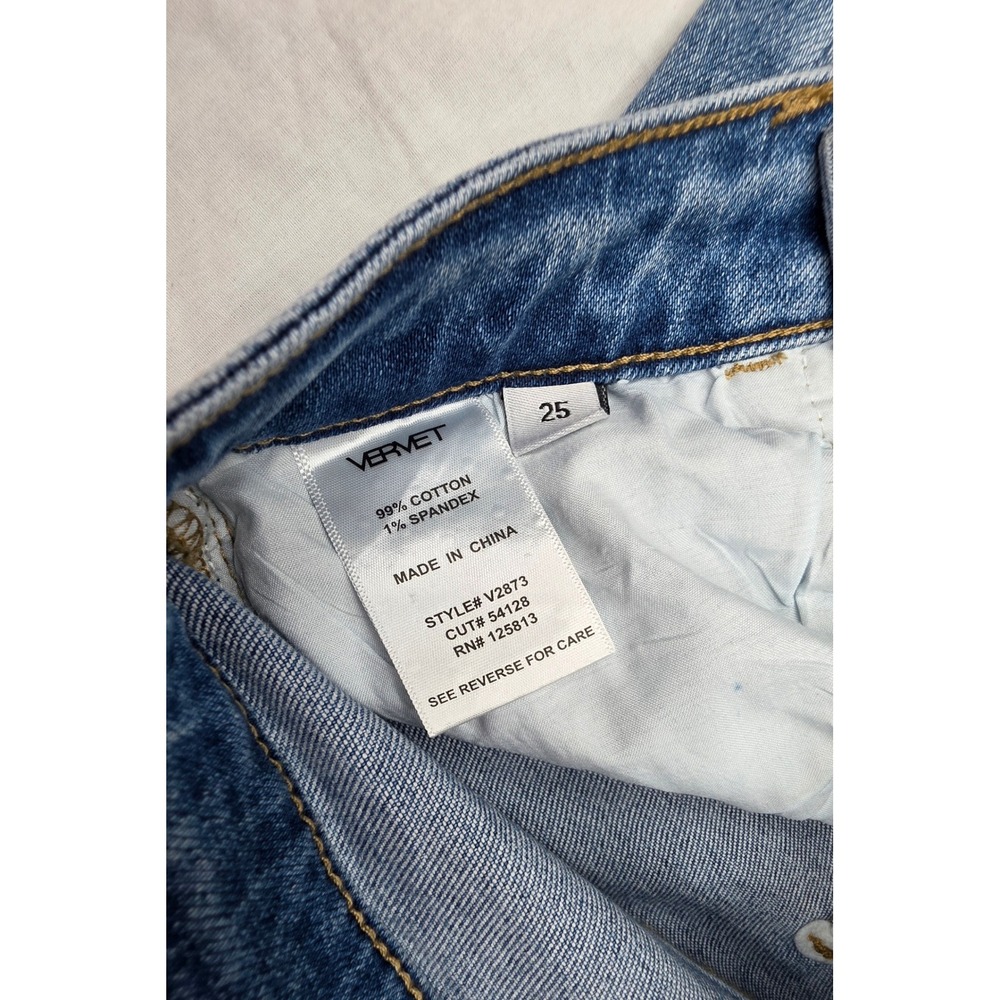 Vervet Leslie 90s Vintage Flare Jeans Distressed Blue Denim Size 25 NWT - Picture 5 of 10